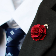 Load image into Gallery viewer, Small Red Handmade Lapel Pin with Gold Leaf
