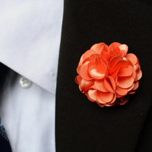 Load image into Gallery viewer, Orange Peony Handmade Flower Lapel Pin
