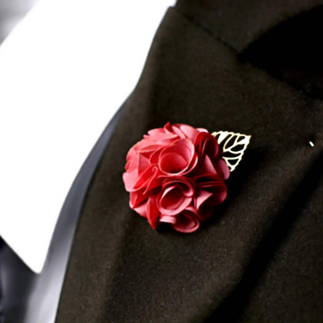 Small Pink Handmade Lapel Pin with Gold Leaf