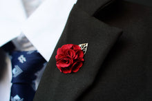 Load image into Gallery viewer, Small Red Handmade Lapel Pin with Gold Leaf
