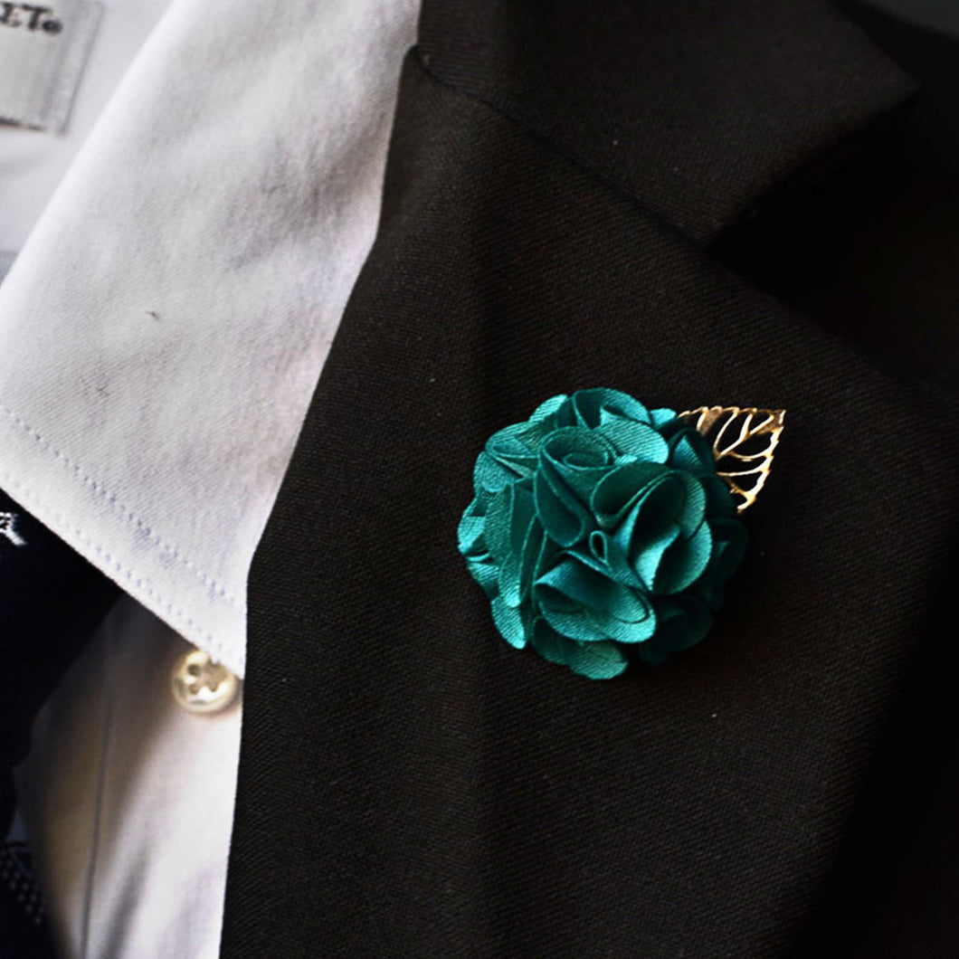 Small Teal Handmade Lapel Pin with Gold Leaf