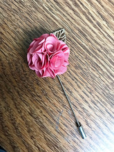 Load image into Gallery viewer, Small Pink Handmade Lapel Pin with Gold Leaf
