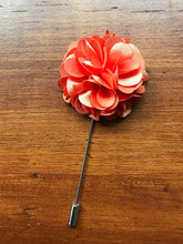 Load image into Gallery viewer, Orange Peony Handmade Flower Lapel Pin
