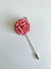 Load image into Gallery viewer, Small Pink Handmade Lapel Pin with Gold Leaf
